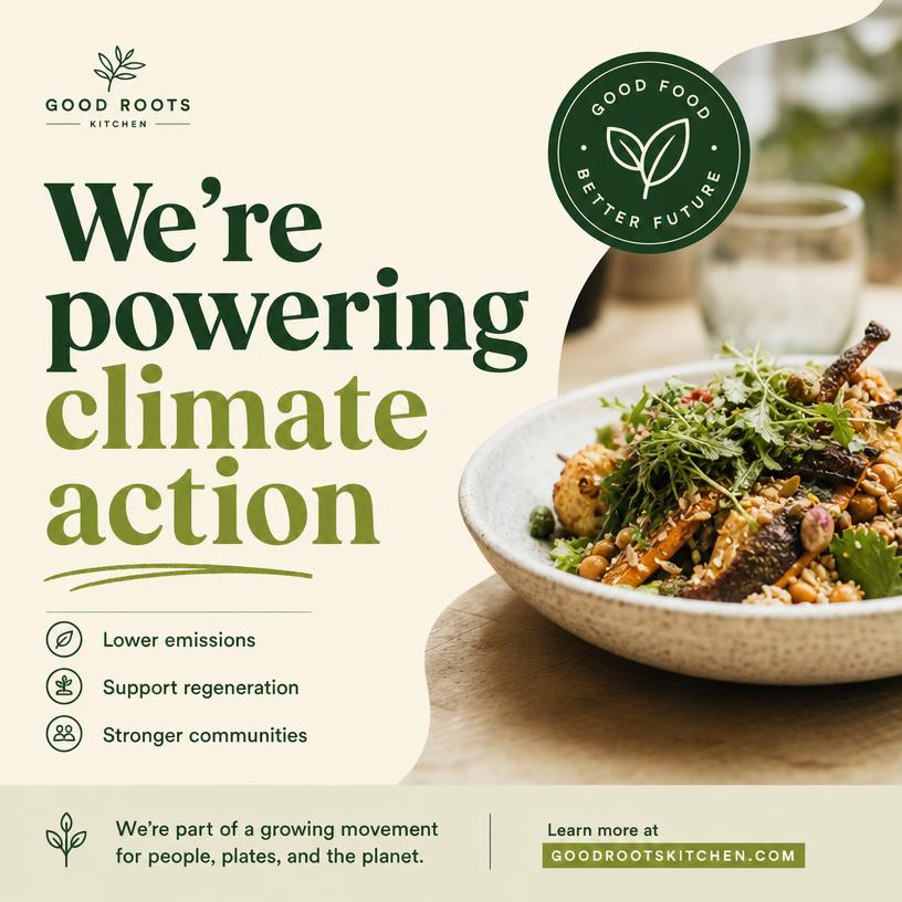 Example social post template for a restaurant's climate commitment